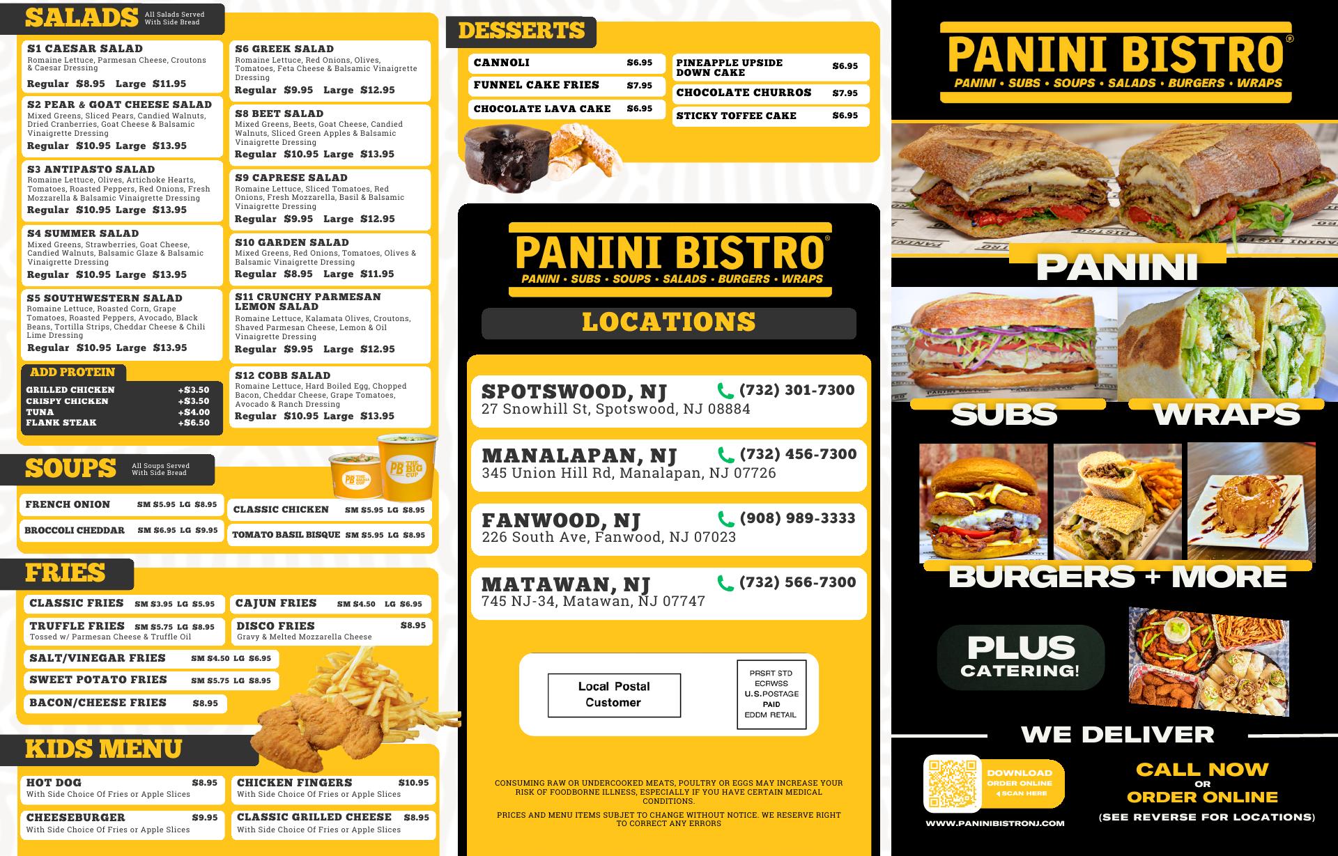 Panini Bistro Menu