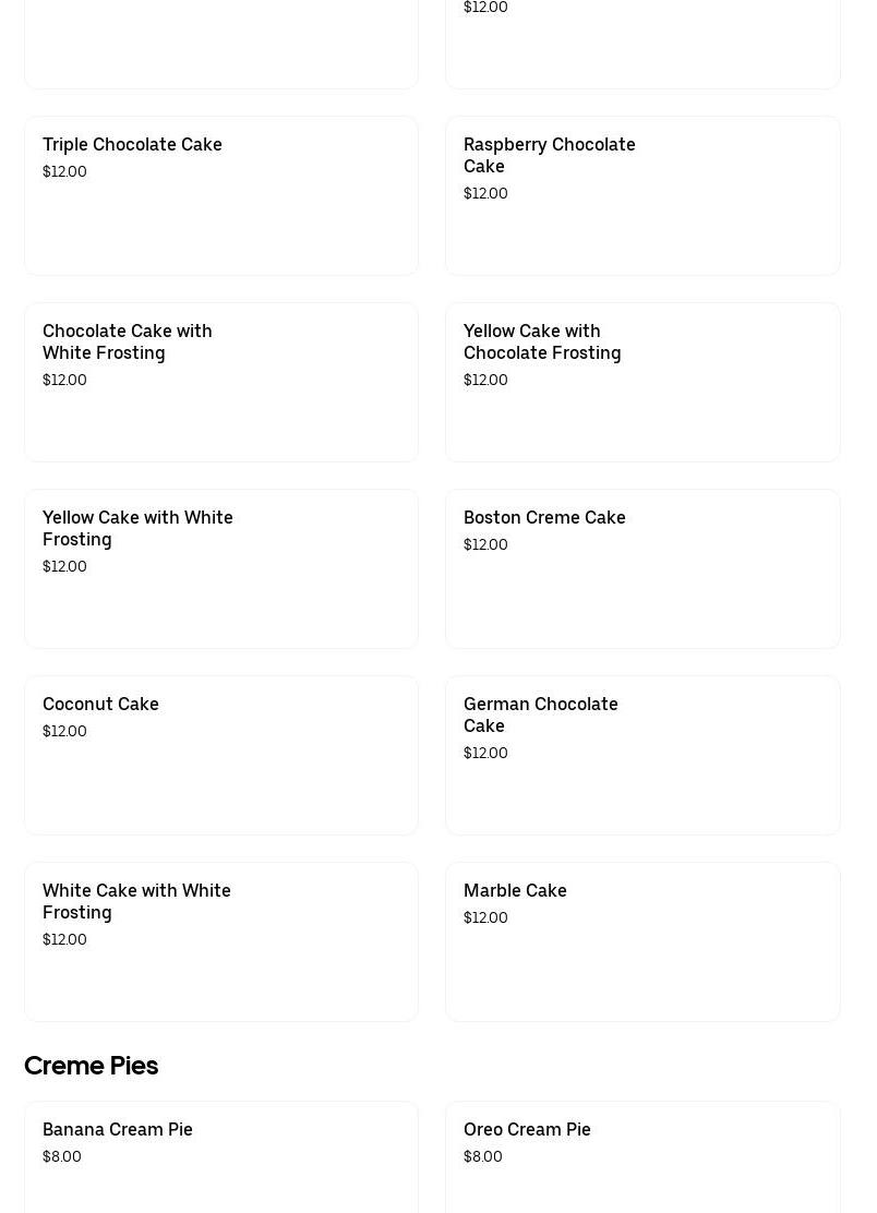 J R's Bake Shop Menu