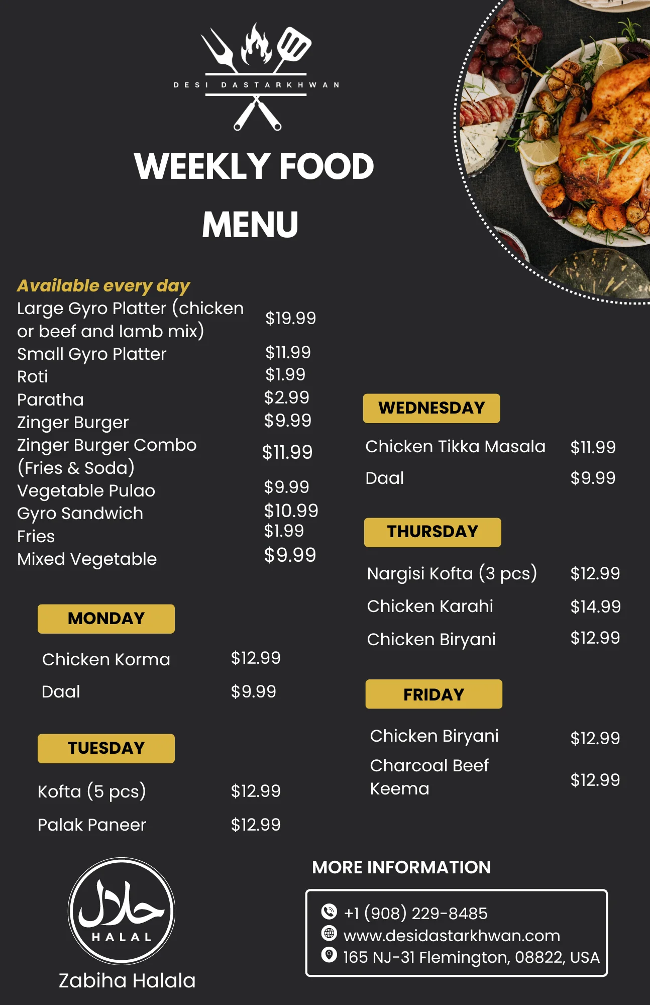Desi Dastarkhwan Menu