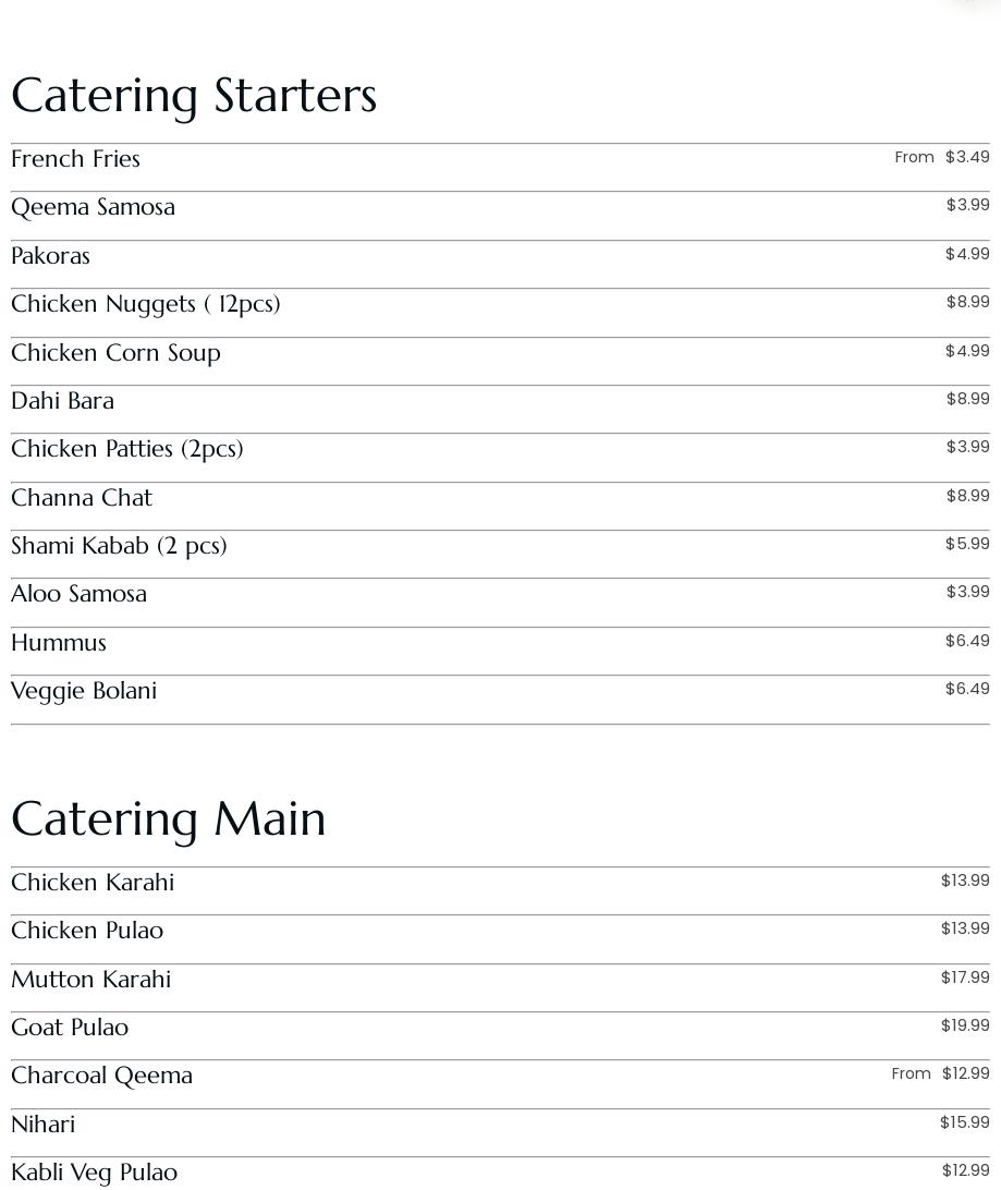 Desi Dastarkhwan Menu