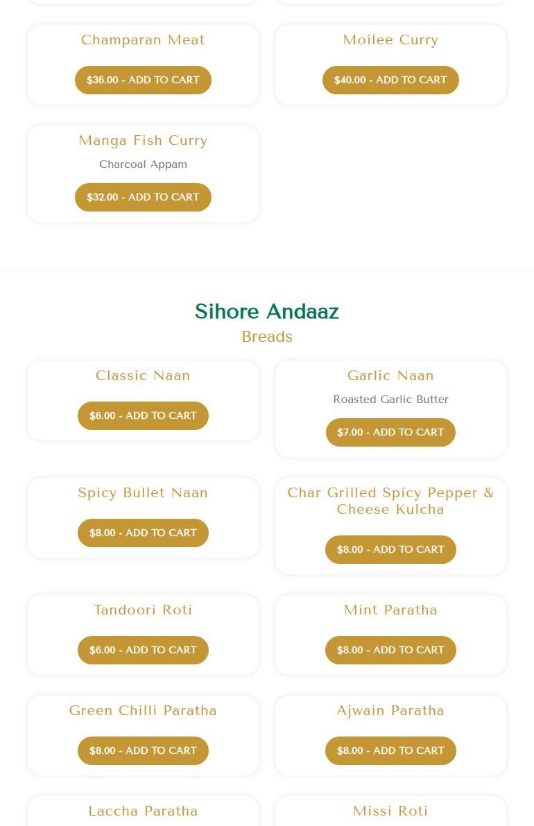 Andaaz Menu