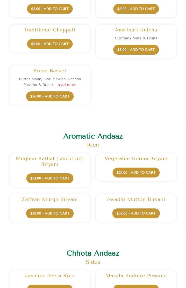 Andaaz Menu