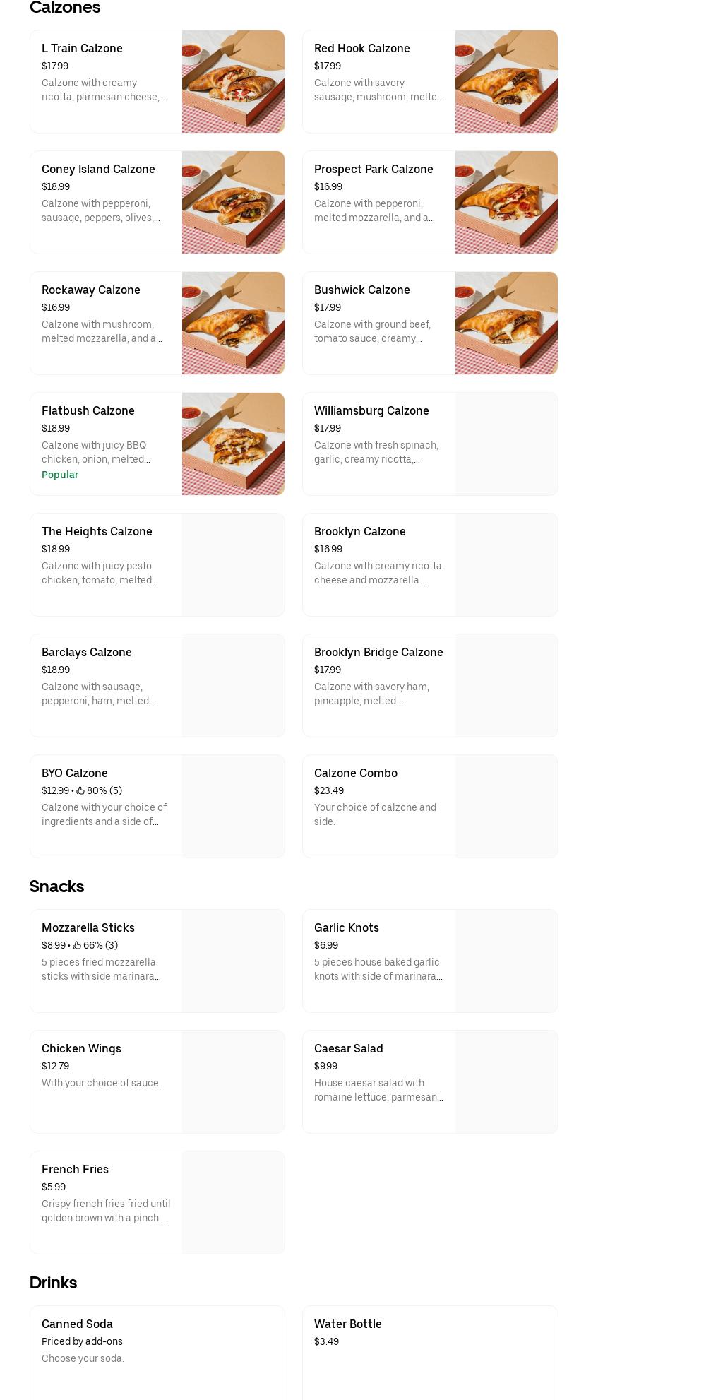 Franklin Convenience Store Menu