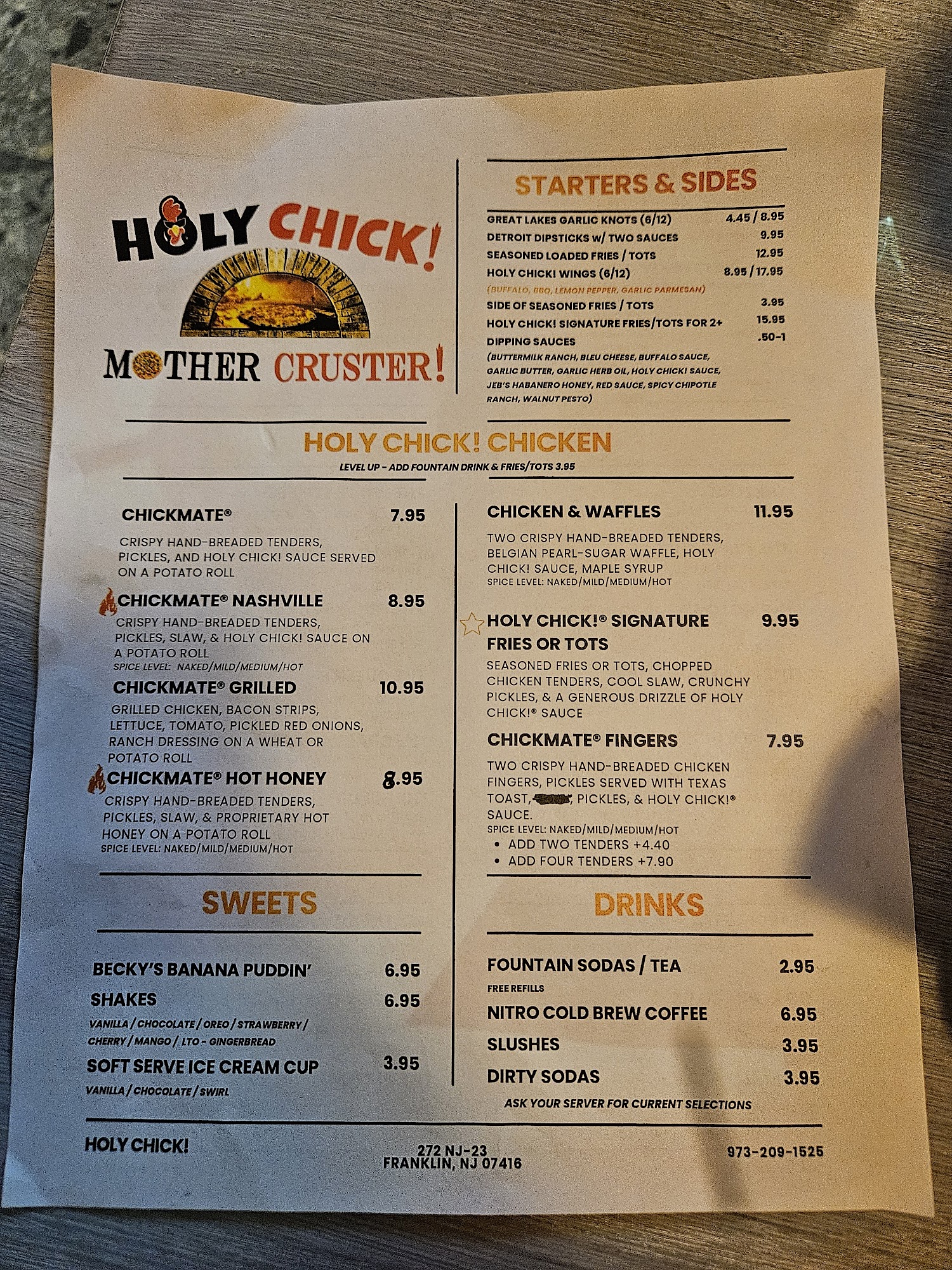 Holy Chick! Mother Cruster! Menu