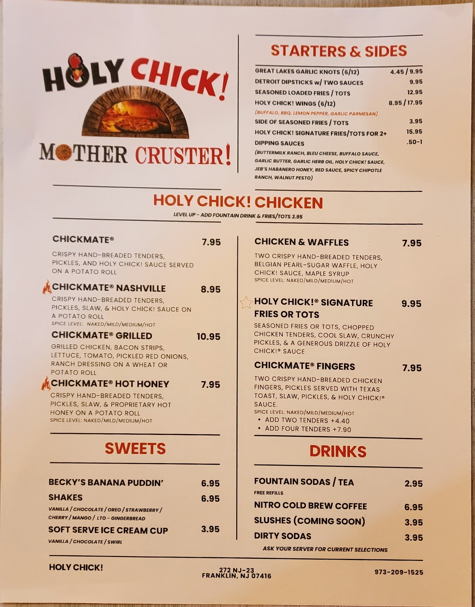 Holy Chick! Mother Cruster! Menu