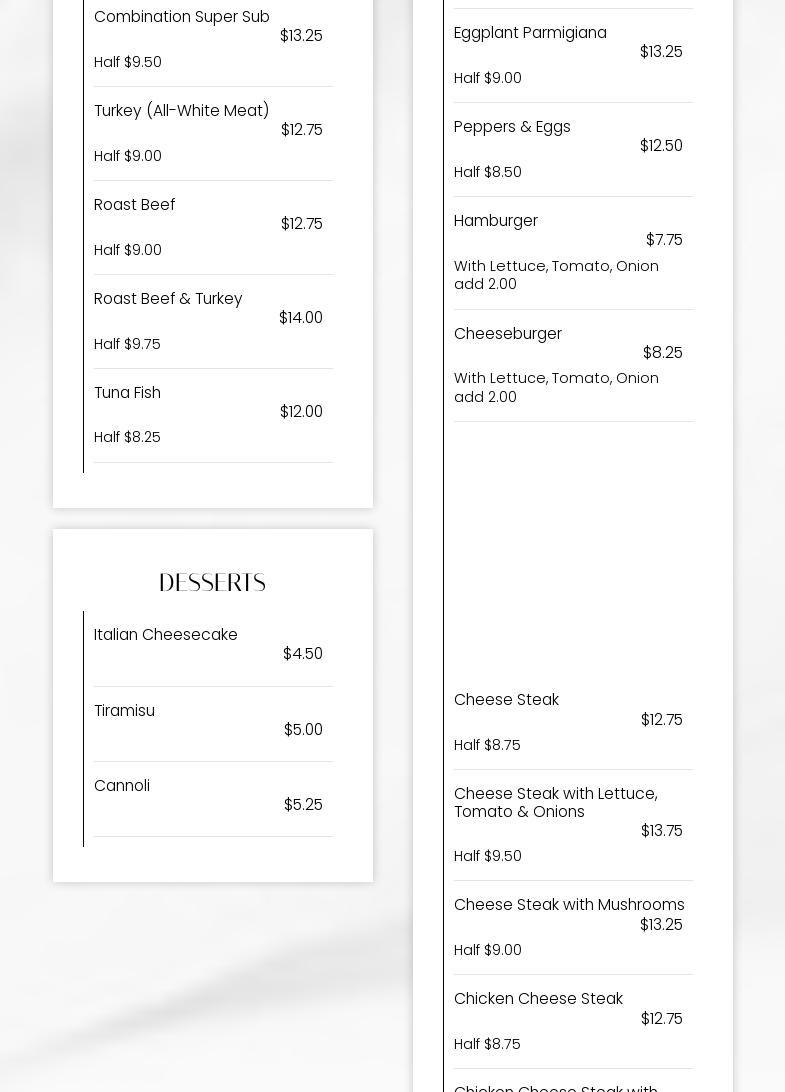 Trevi Italian Restaurant & Pizzeria Menu
