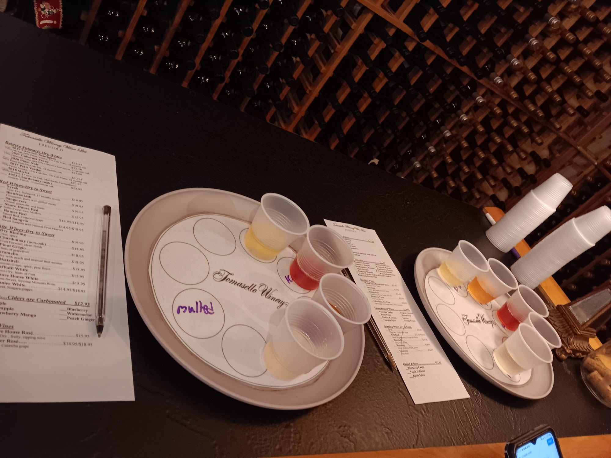 Tomasello Winery Tasting Room at Wemrock Orchards Menu