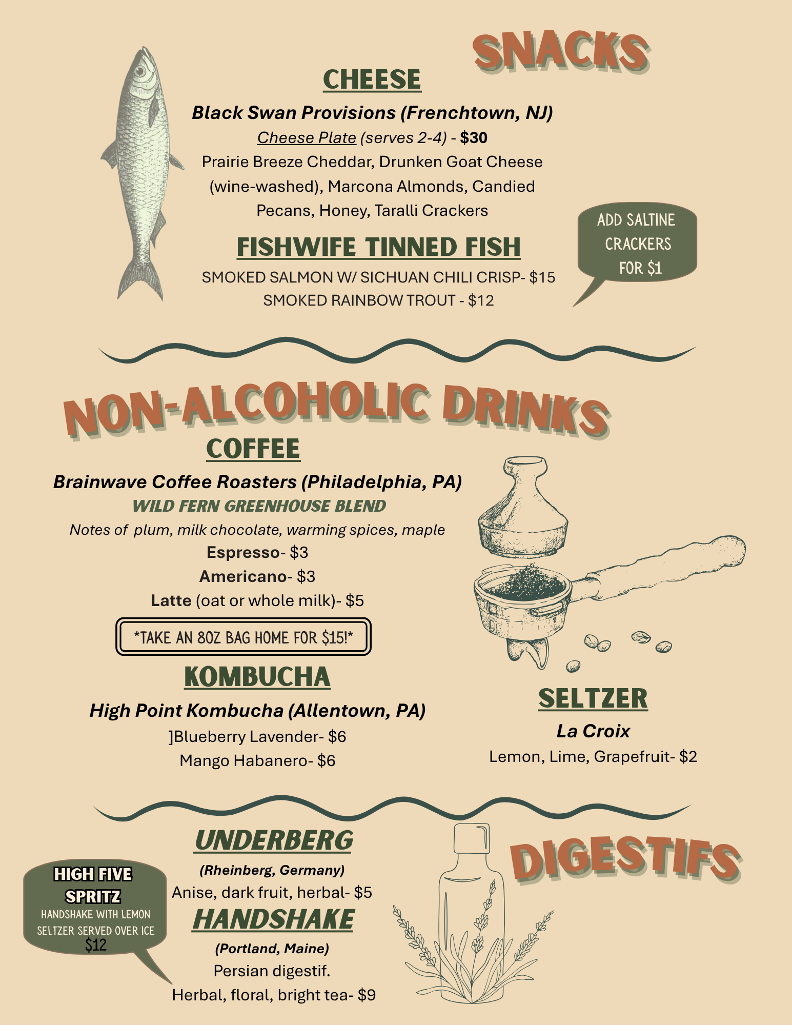 Wild Fern Brewing Menu