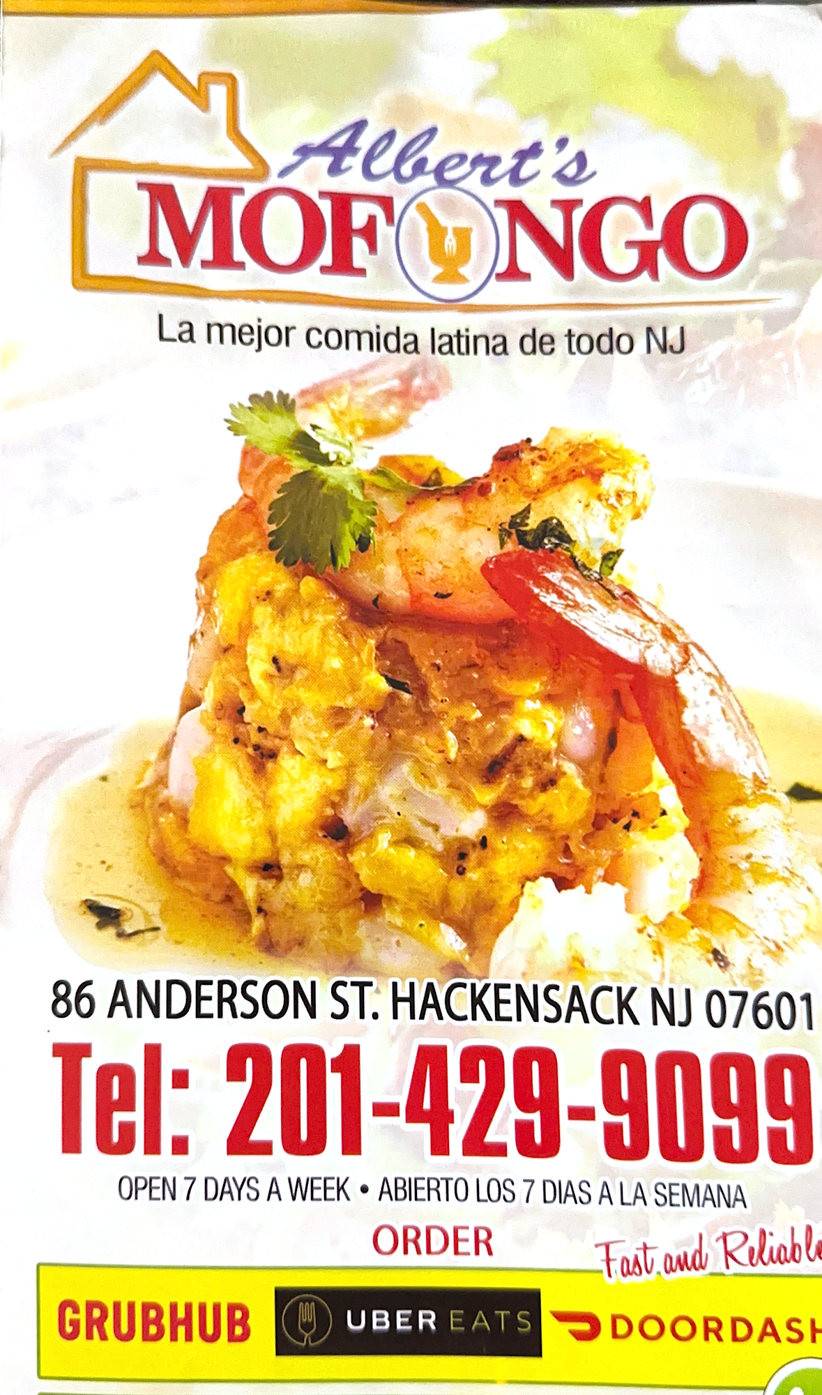 Albert’s Mofongo Menu