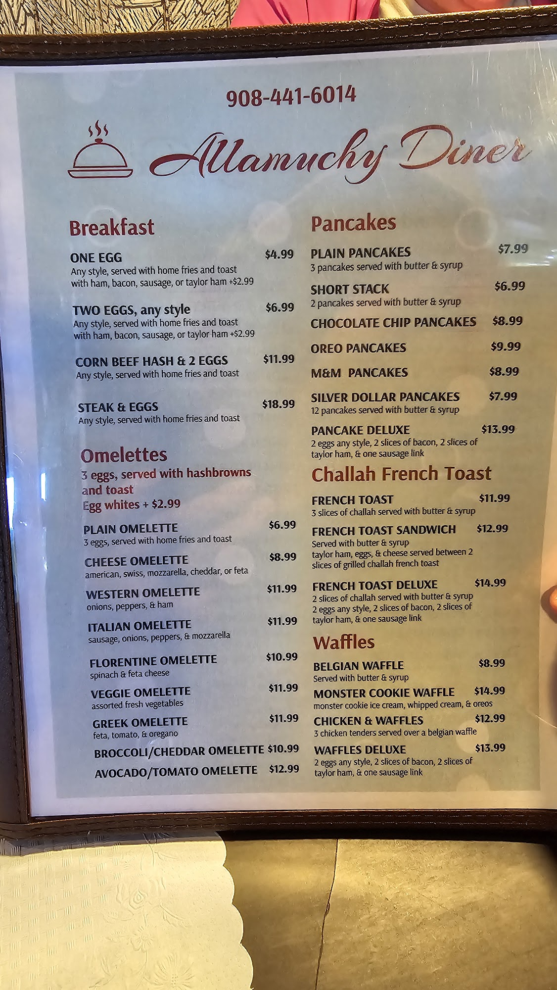 Allamuchy Diner Menu