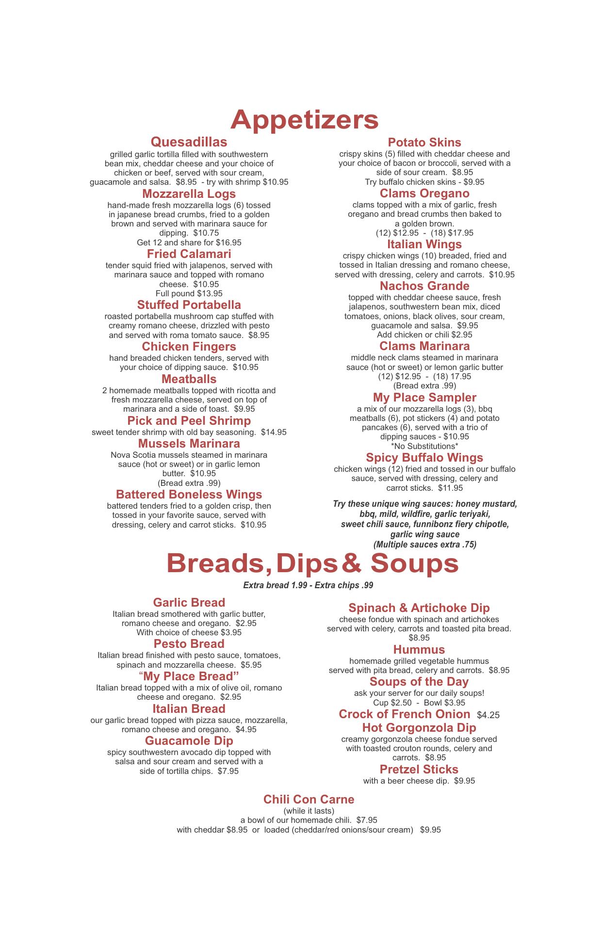Wildflowers Too Menu