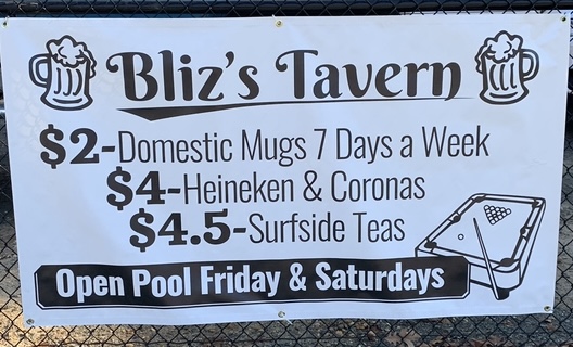Bliz's Tavern Menu