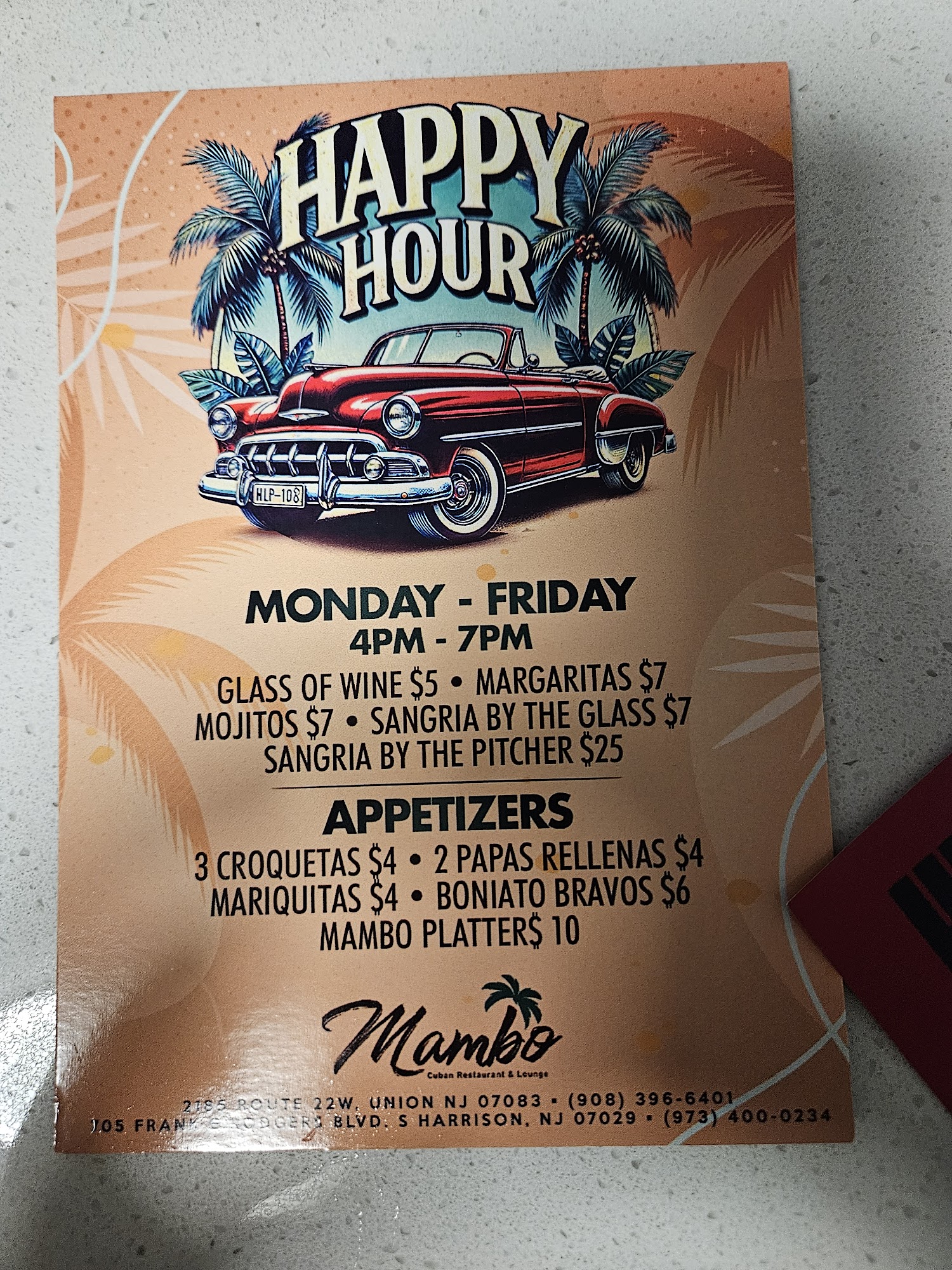 Mambo Cuban Restaurant & Lounge Harrison Menu