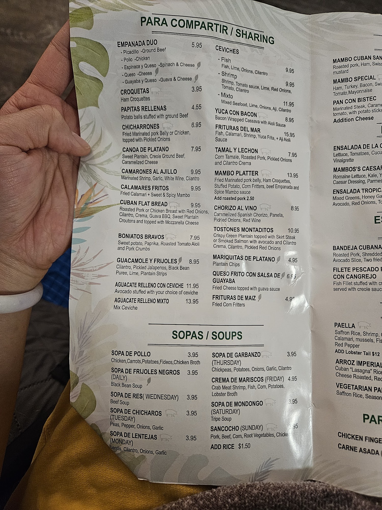 Mambo Cuban Restaurant & Lounge Harrison Menu
