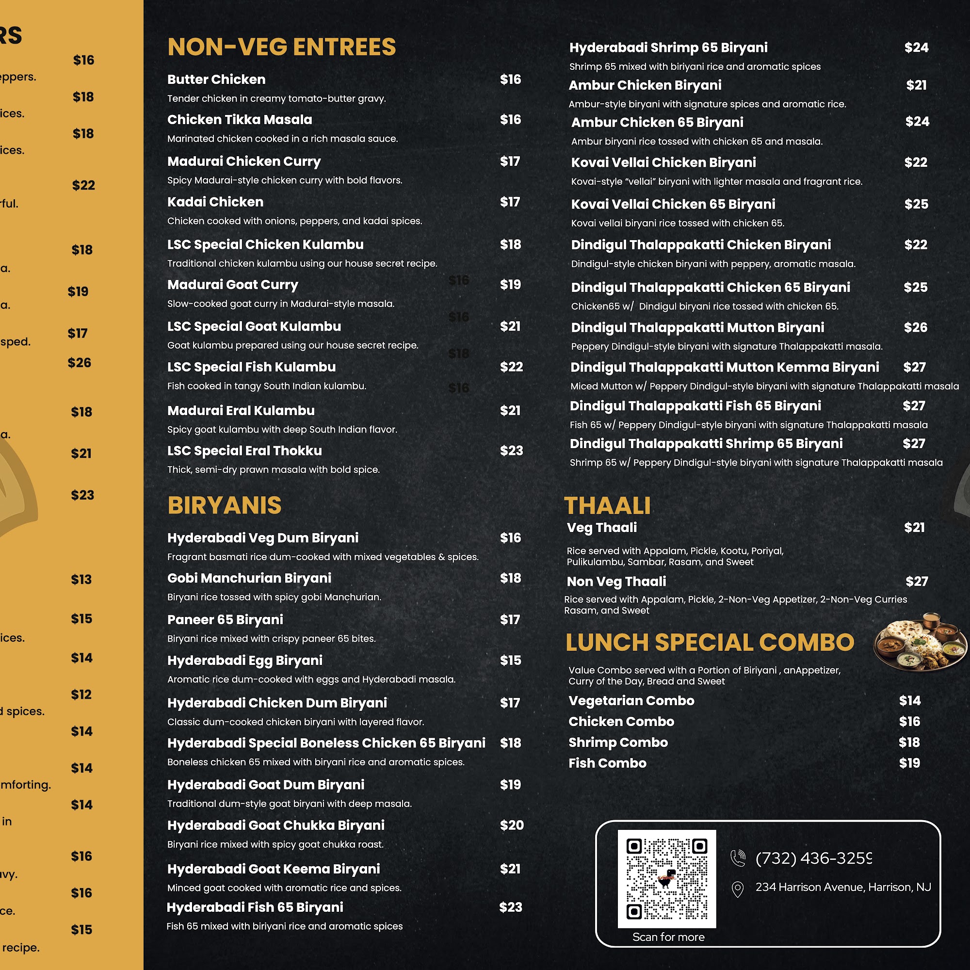 La Sangam Caffé Menu