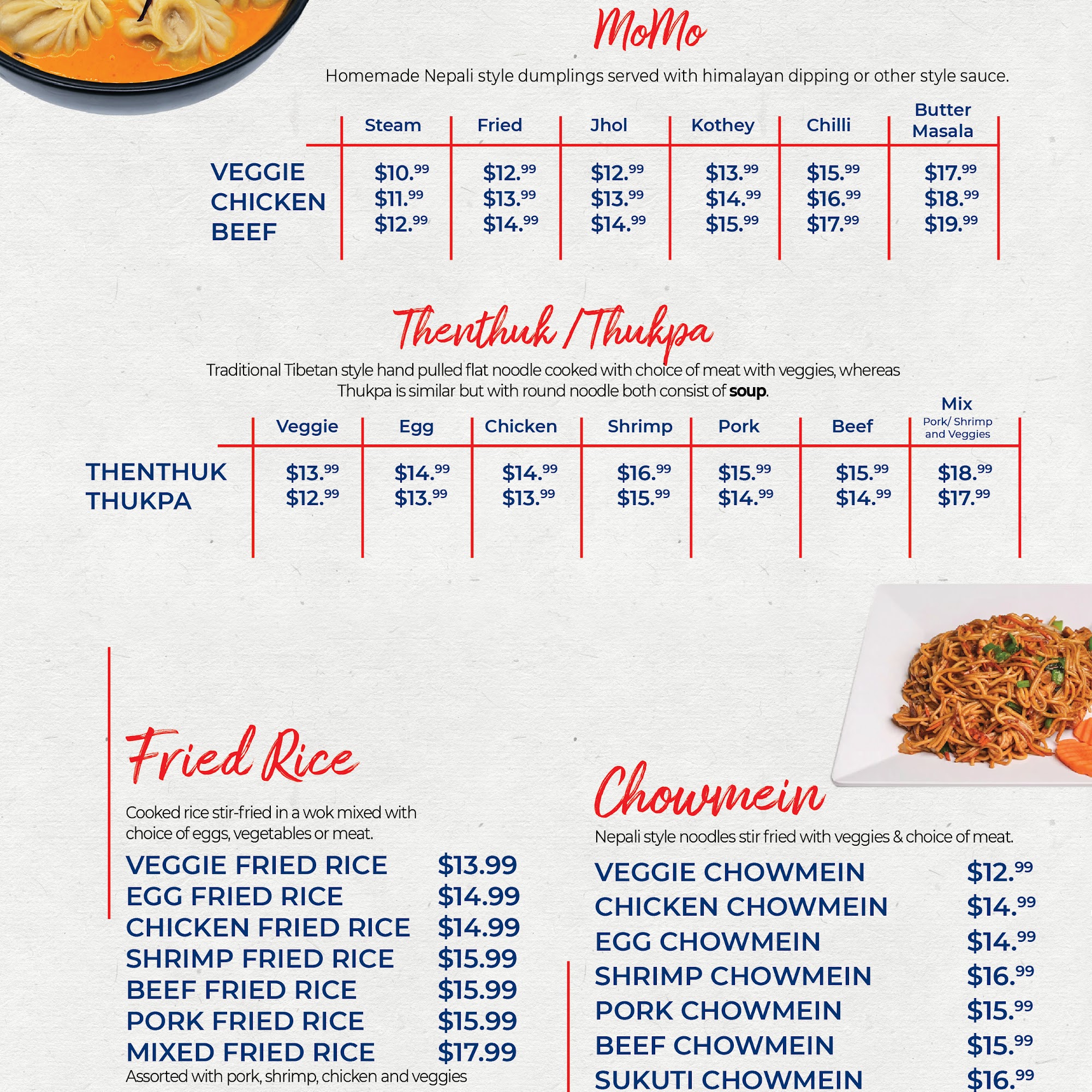 Himalaya on Heights Menu