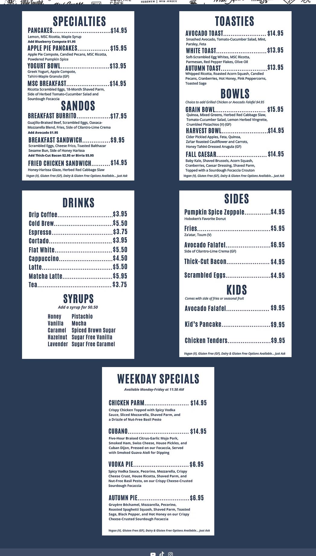 Mile Square Cafe Menu