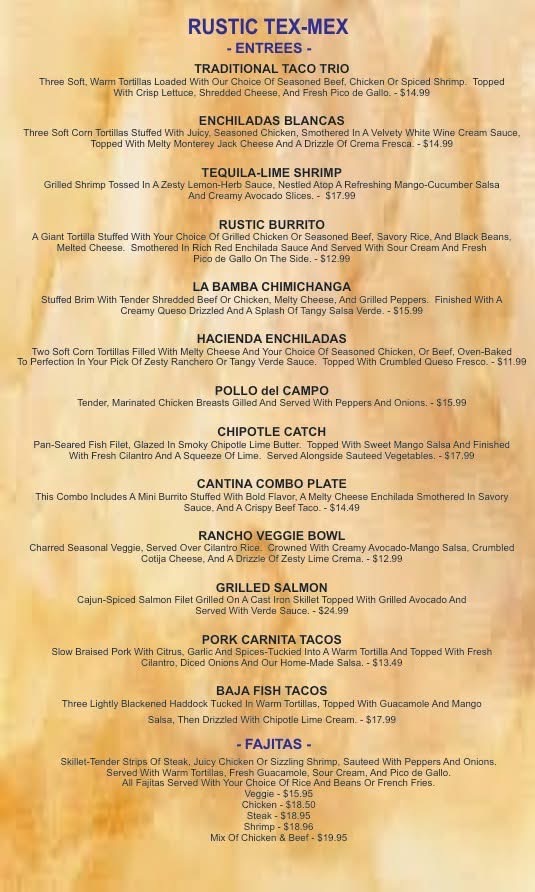 Rustic Texmex & Sports Bar Menu