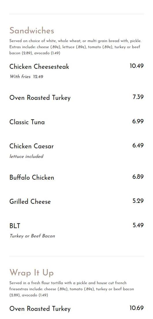 Brew Box Cafe NJ Menu
