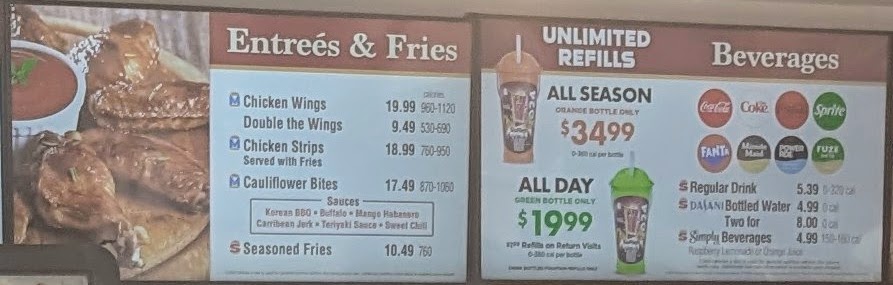 Kickin' Chicken Boardwalk Menu