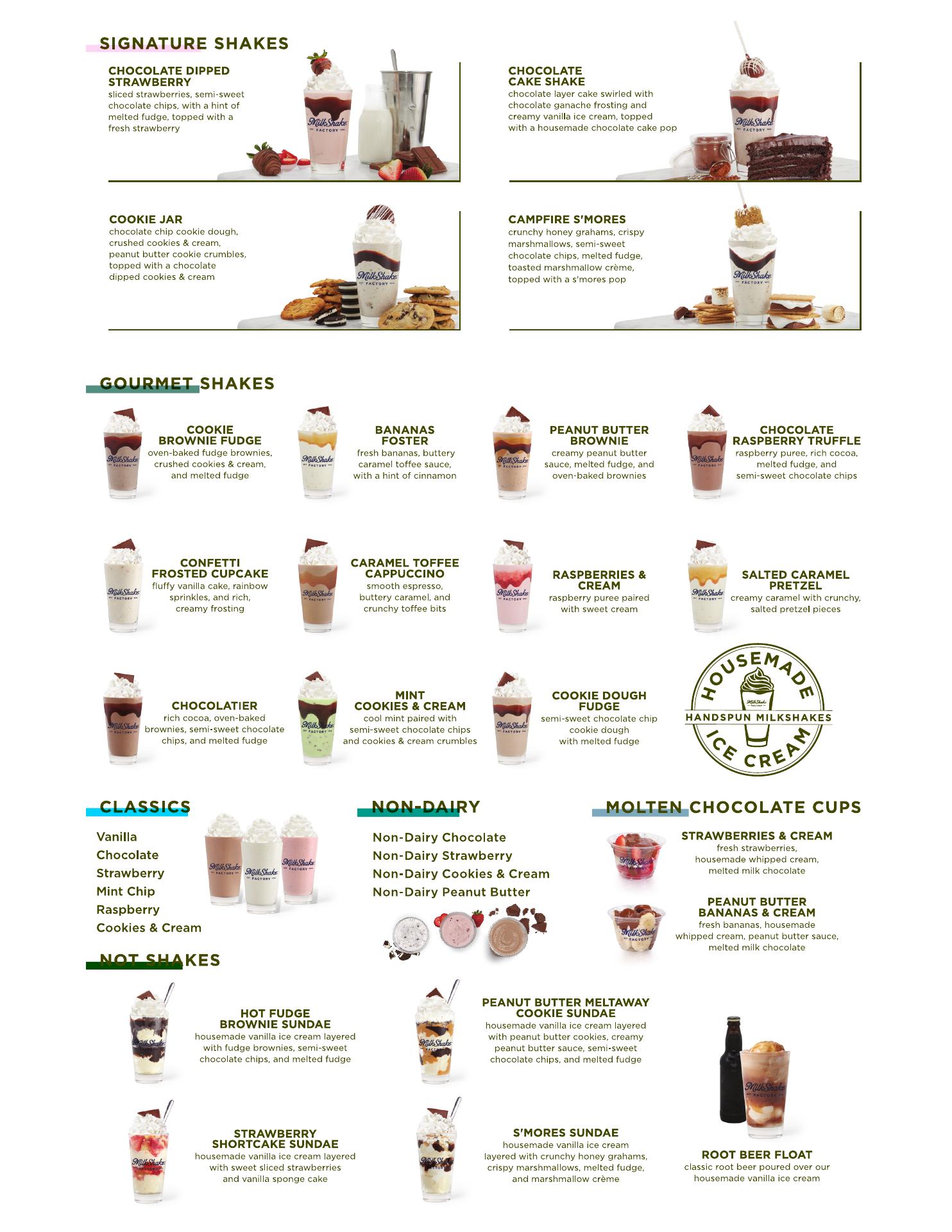MilkShake Factory Downtown Jersey City Menu