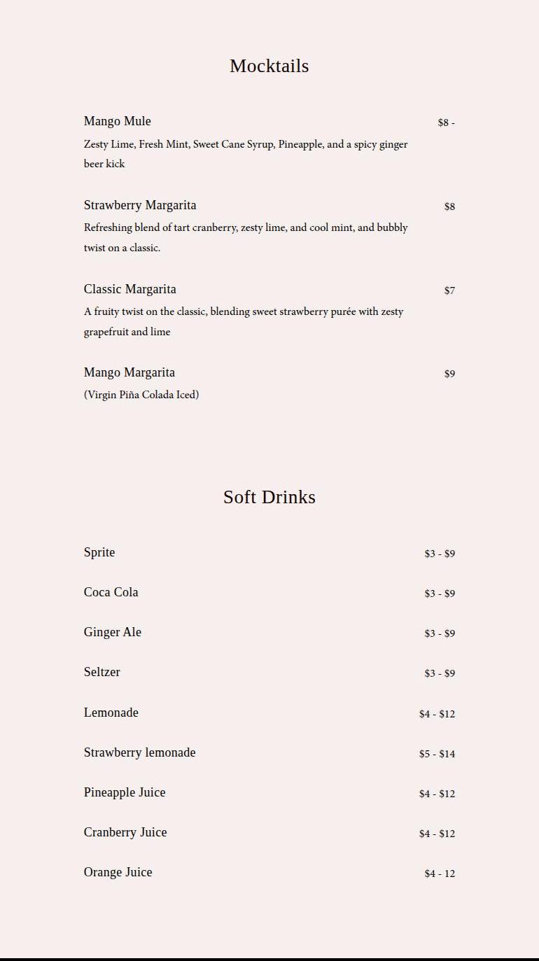 West Bistro NJ Menu