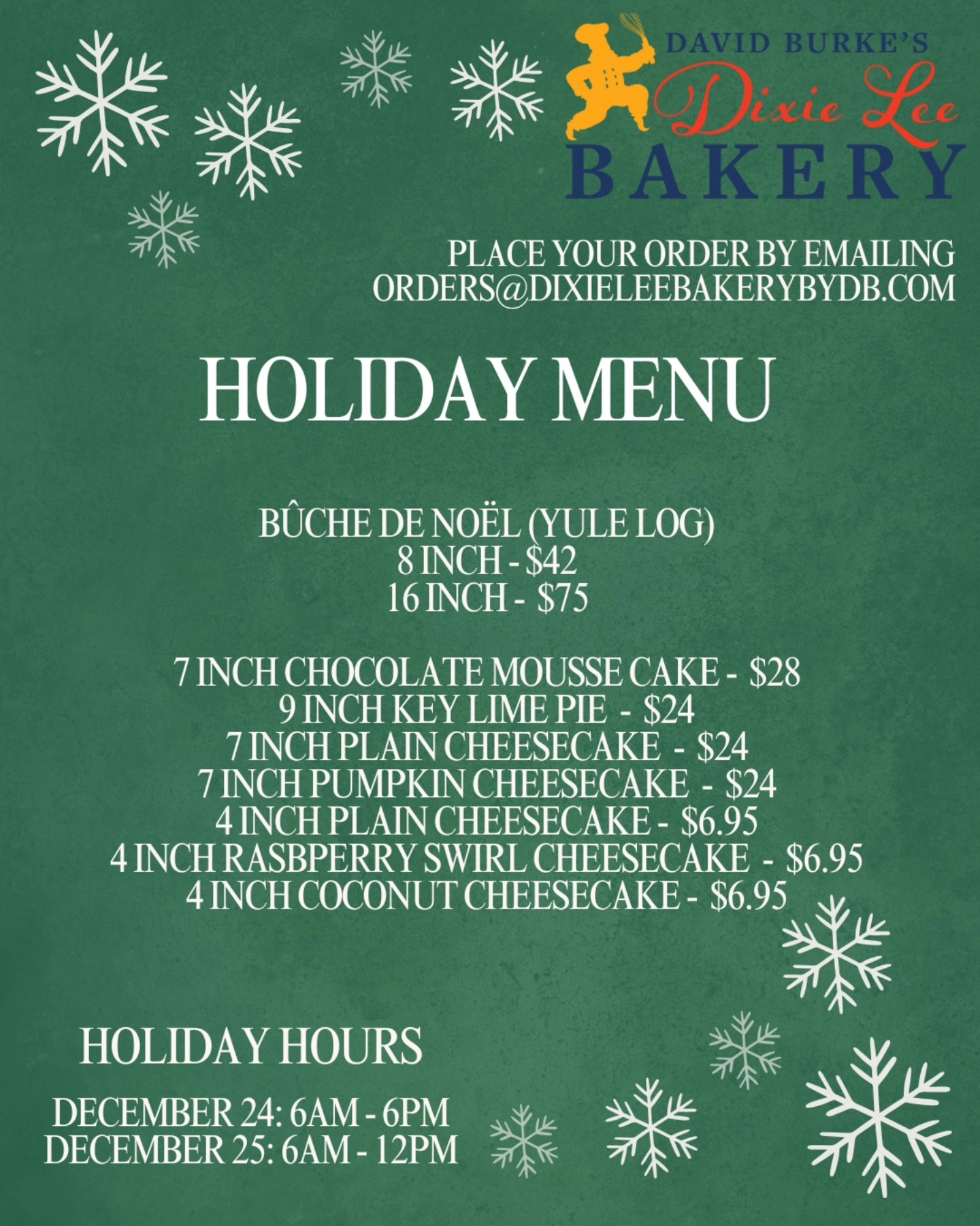 David Burke's Dixie Lee Bakery Menu