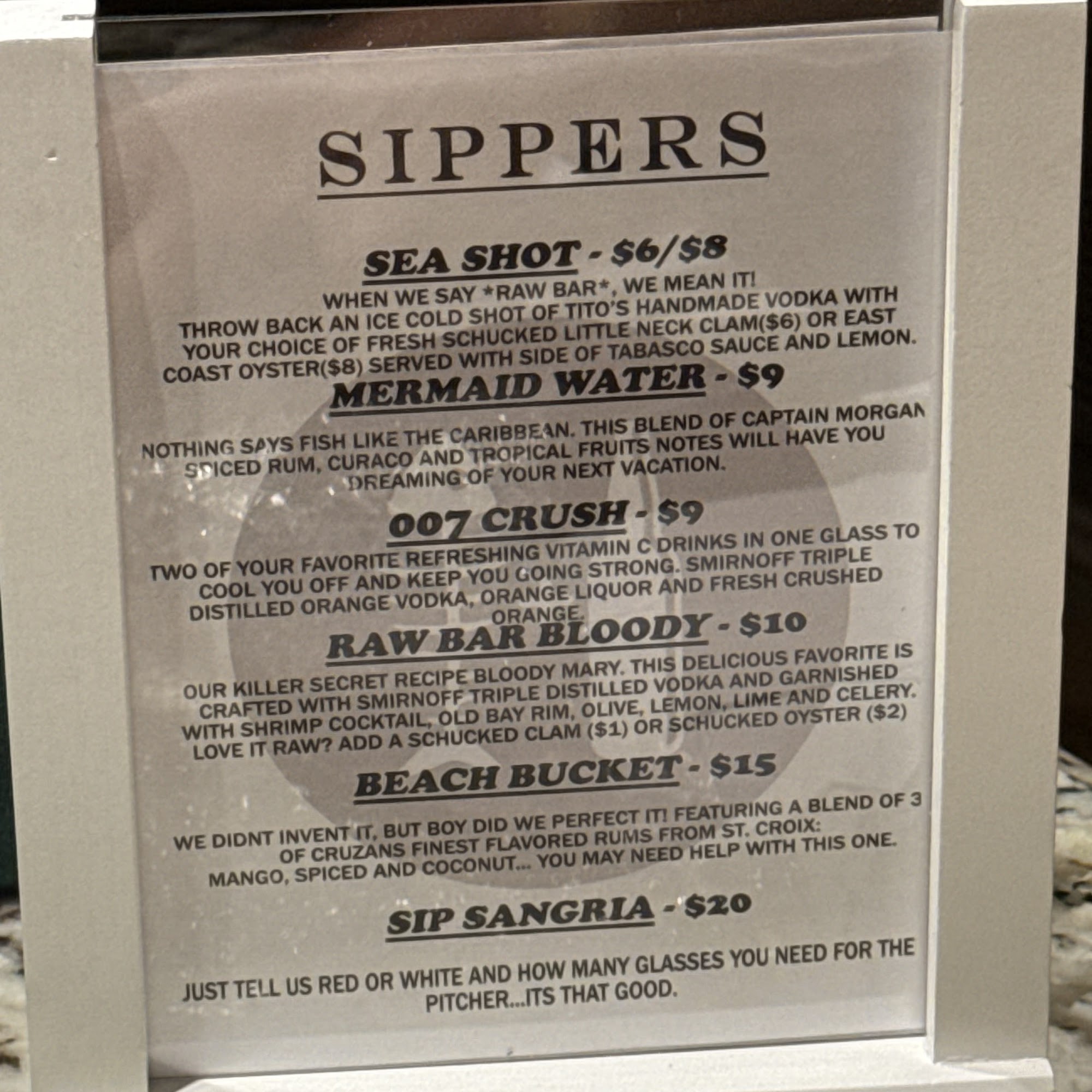 Fish & Sips Menu