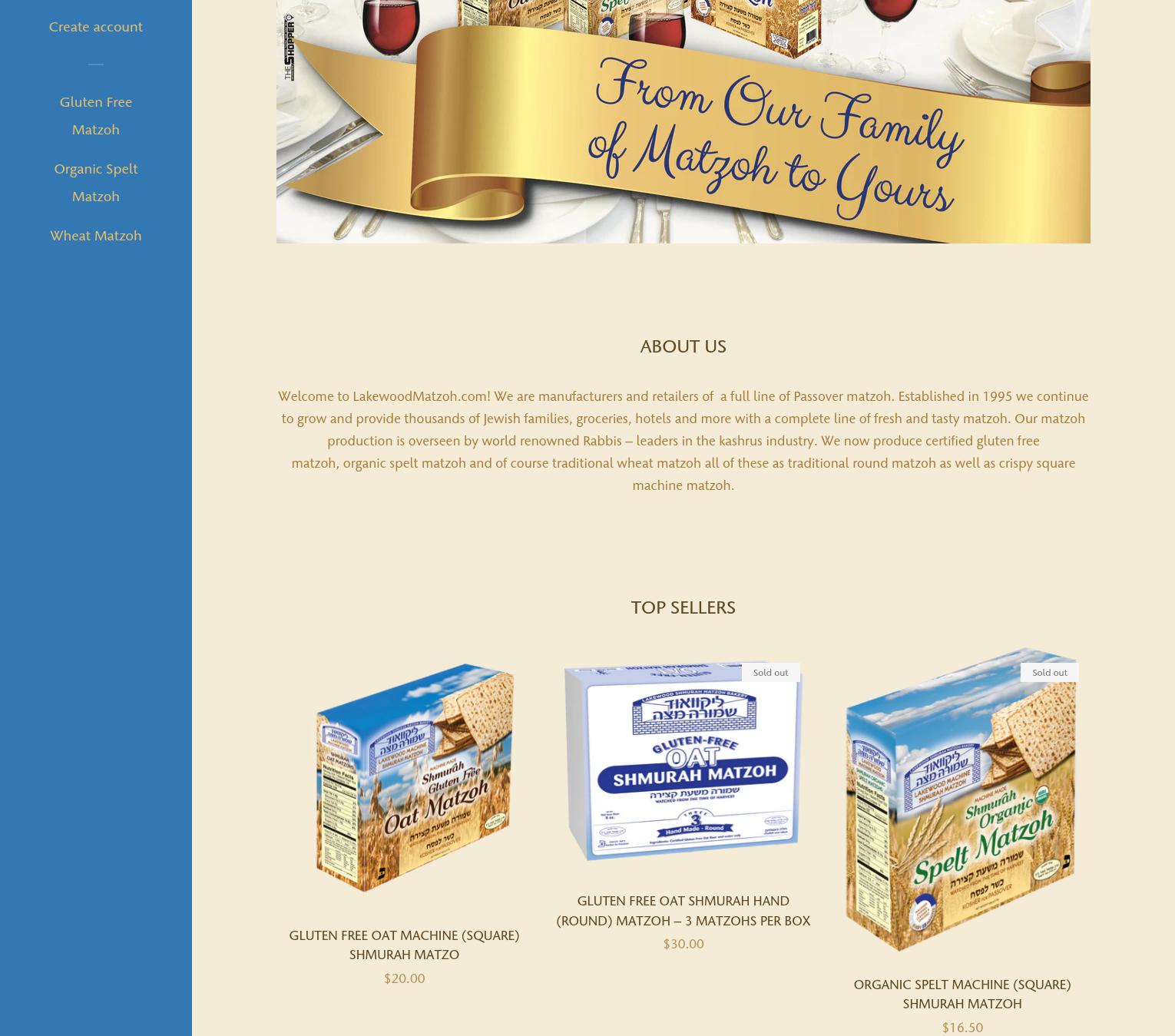 Lakewood Shmura Matzoh Bakery Menu