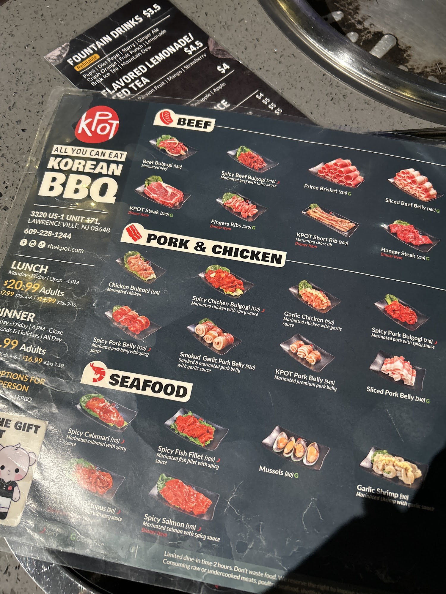 KPOT Korean BBQ & Hot Pot Menu