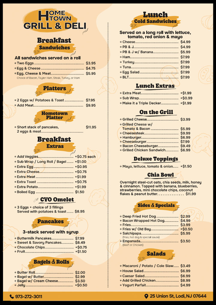 Hometown Deli Menu
