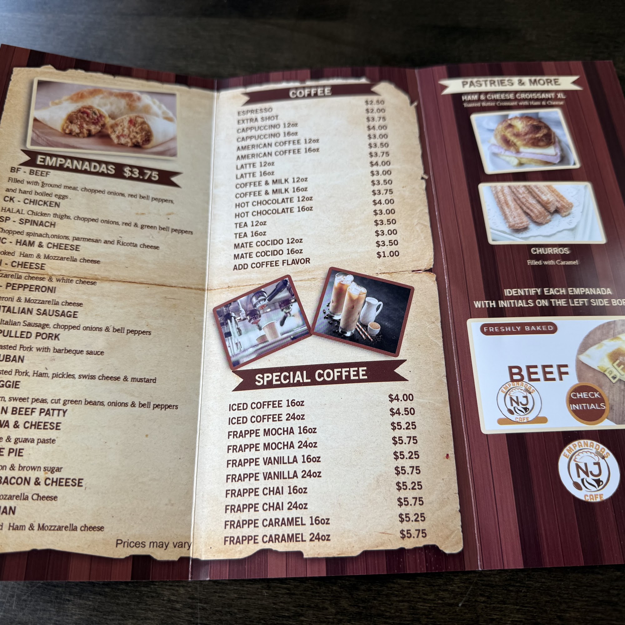 Empanadas NJ Cafe Menu