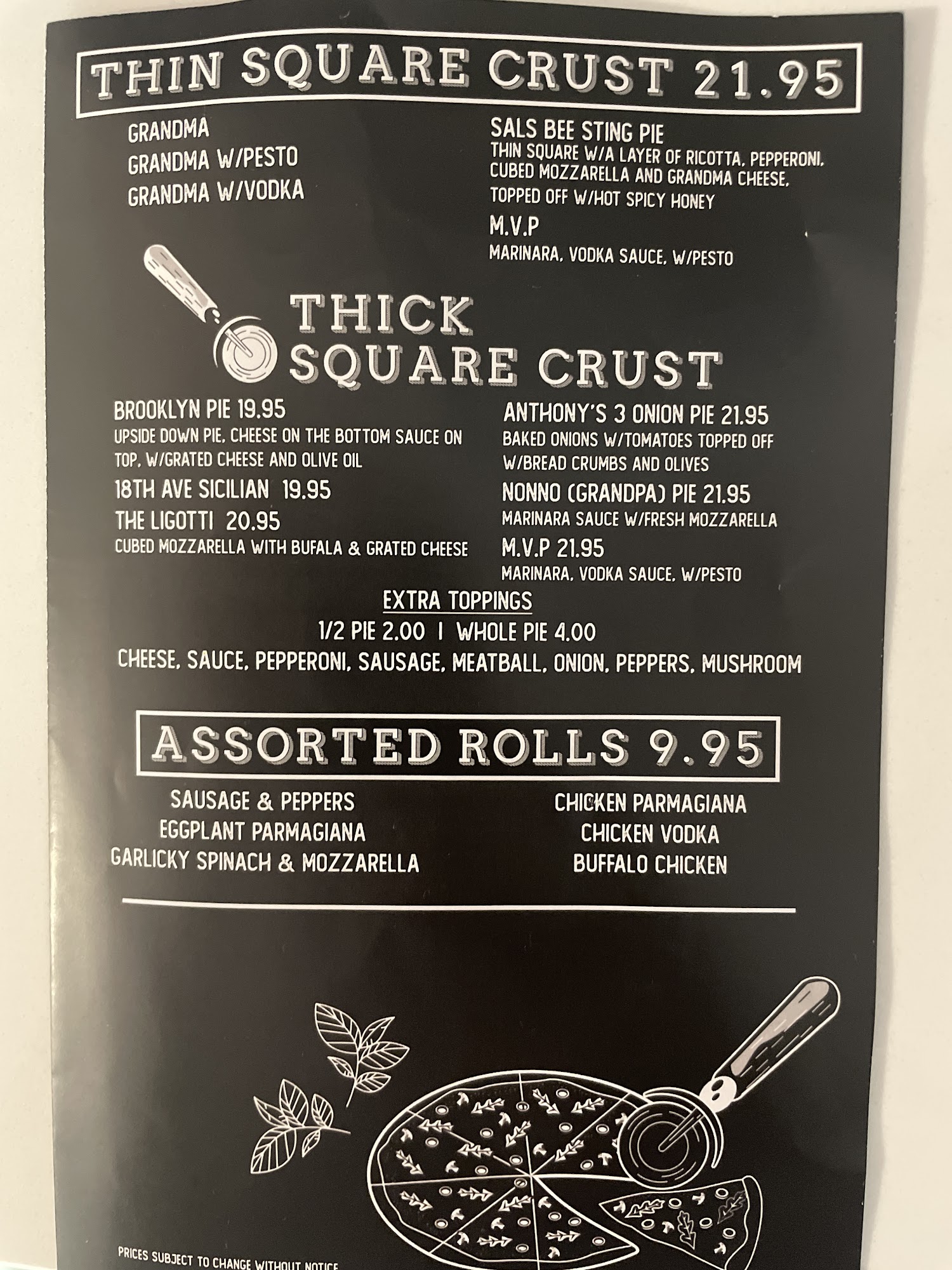 Atlantic Ave Pizza Menu