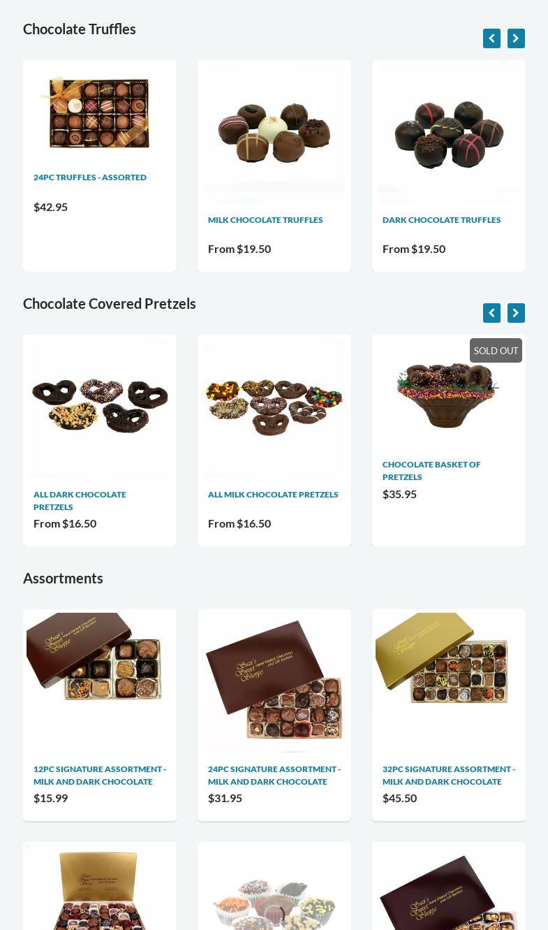 Suzi's Sweet Shoppe Chocolate and Gift Baskets Menu