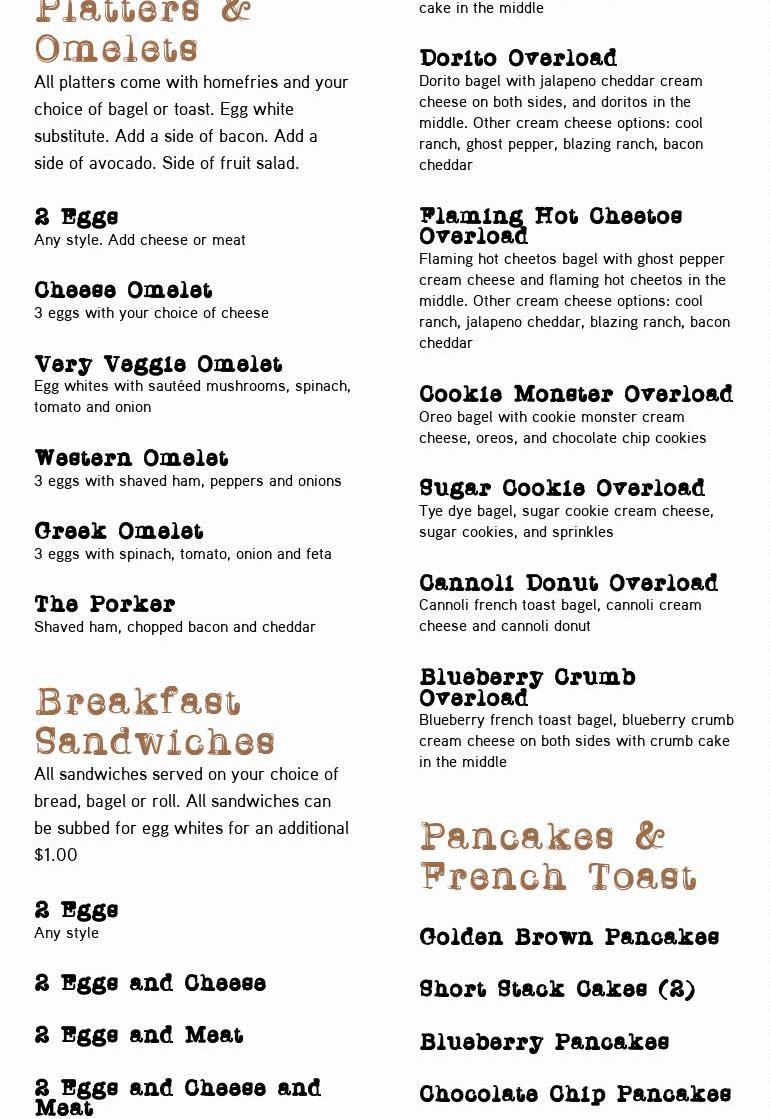 The Bagel Nook Menu
