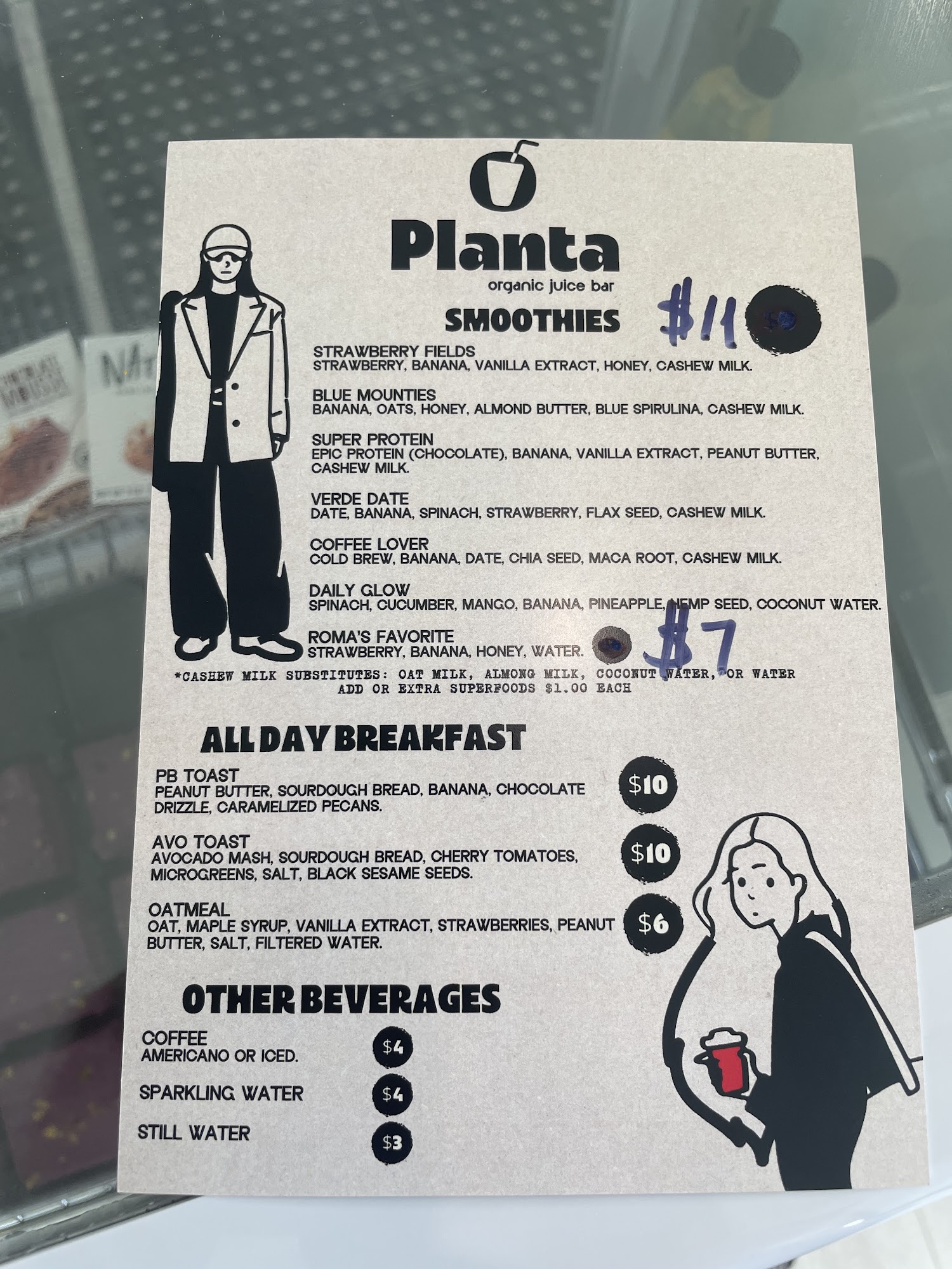 Planta Organic Juice Bar Menu