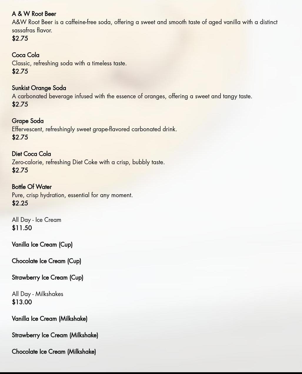 Milk N Cookies Menu