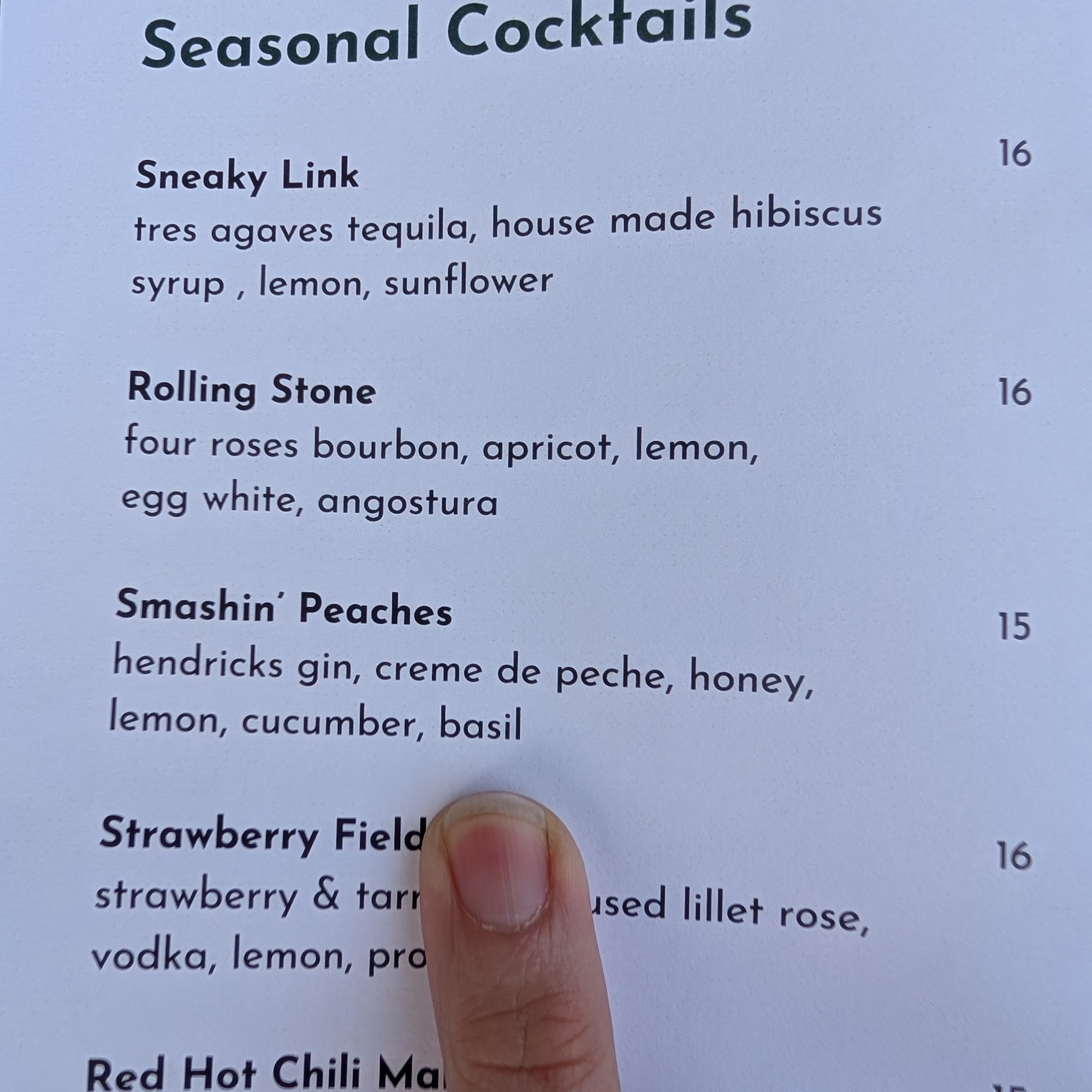 Parkside Tavern Menu