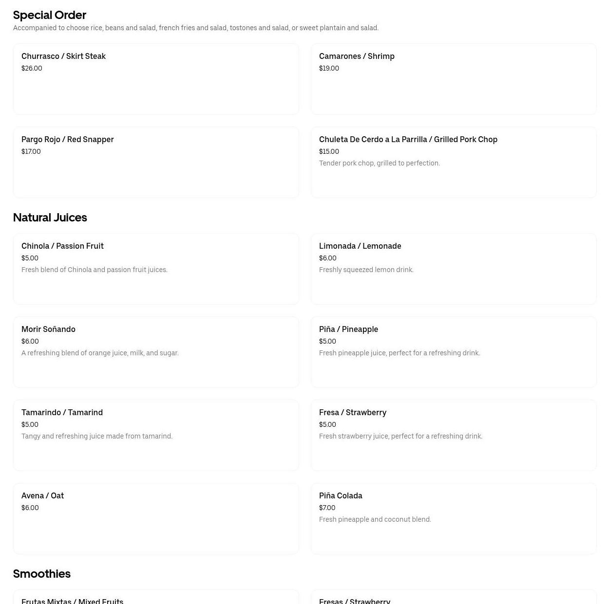 Inoa Deli & food Menu