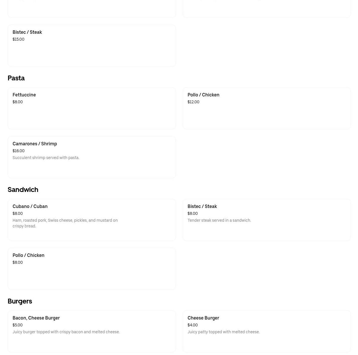 Inoa Deli & food Menu