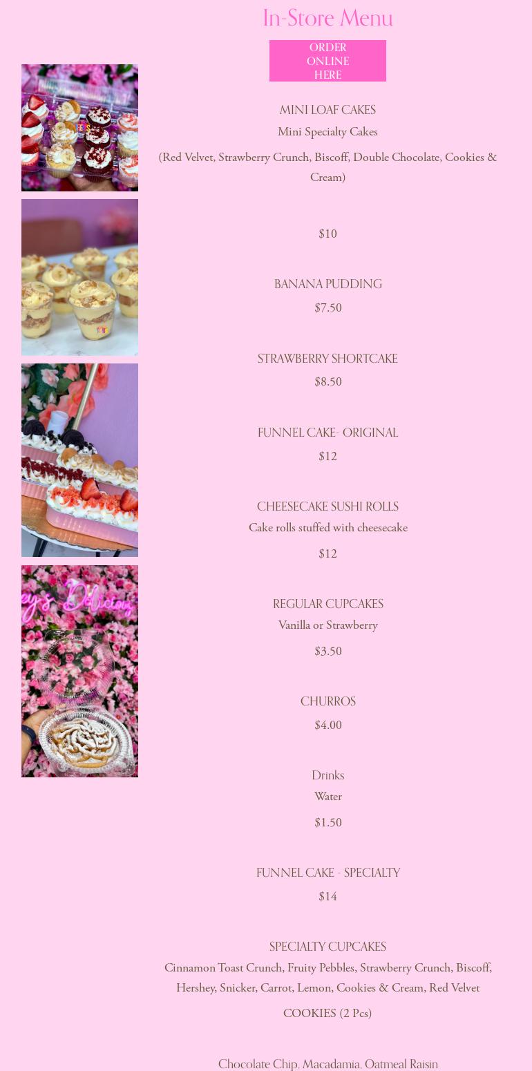 Ashley’s Delicious Treats Menu