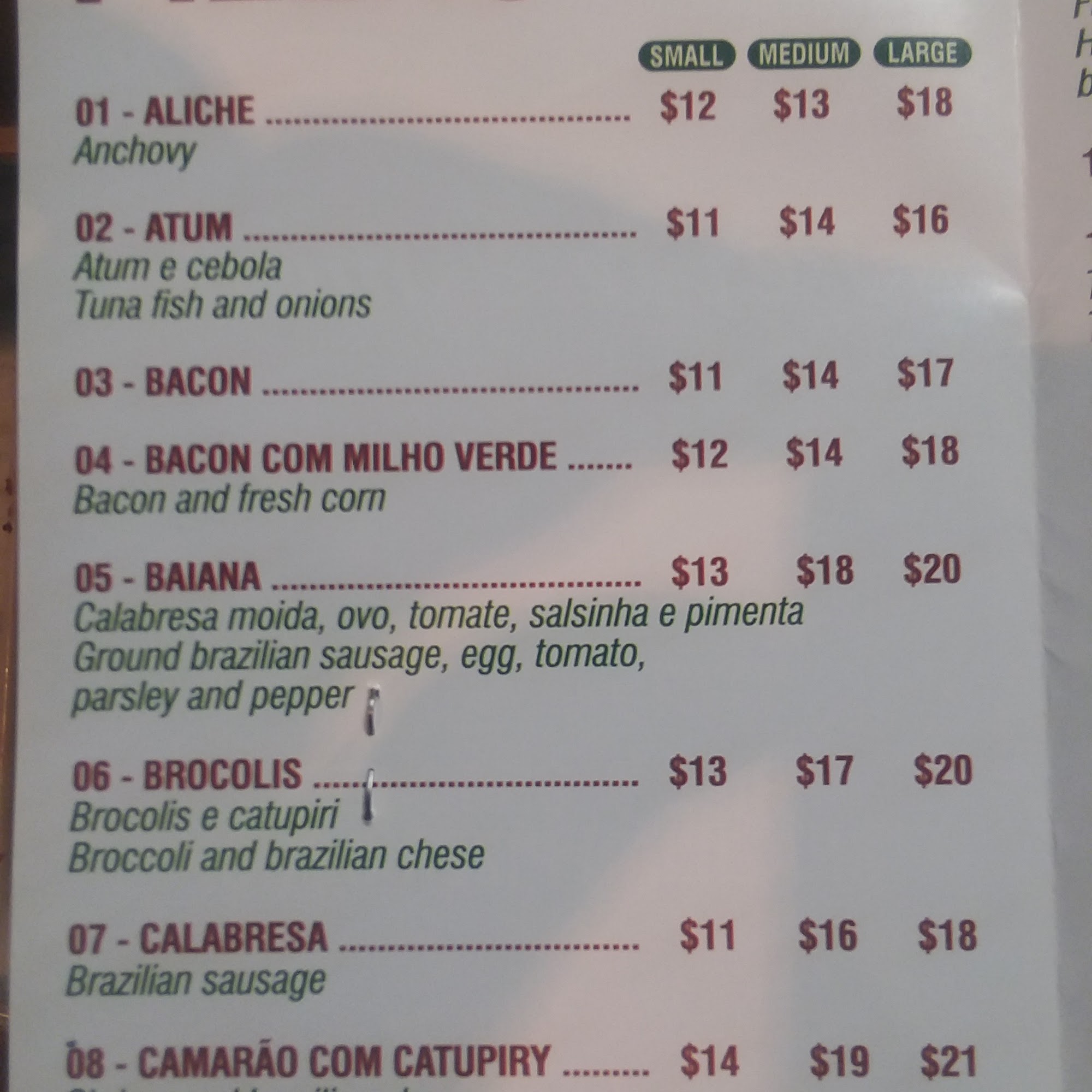 Per te amore pizzas Fried Pizza Menu