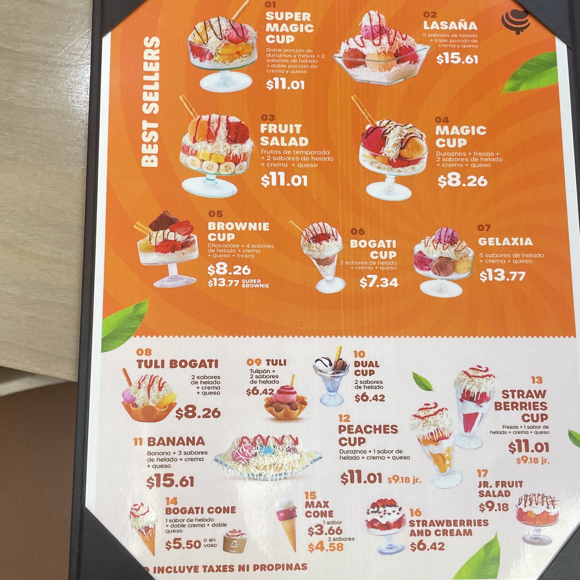Bogati Helados con Queso Newark Menu