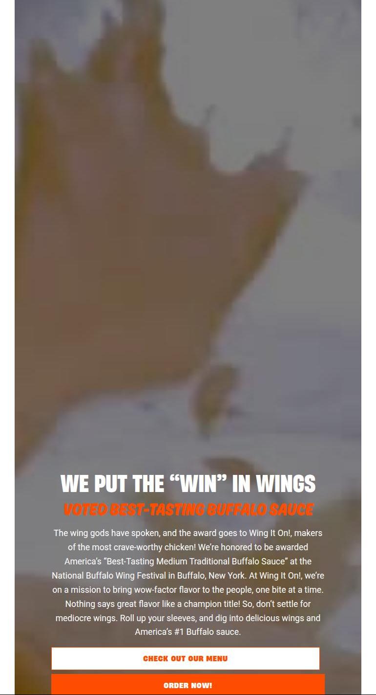 Wing It On! Menu