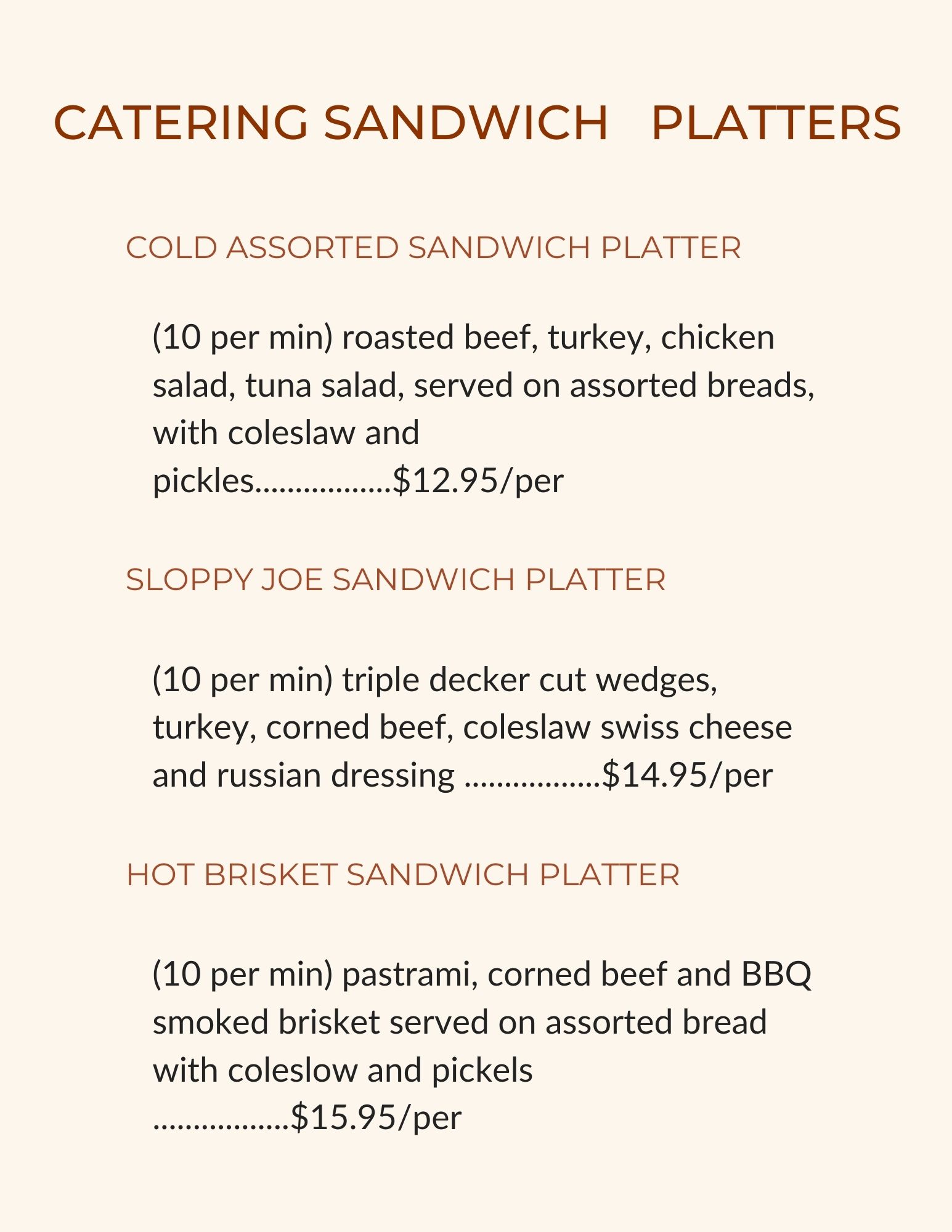 Erving's Brisket Delicatessen Menu