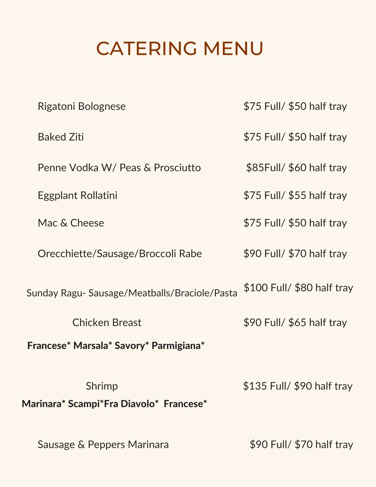 Erving's Brisket Delicatessen Menu