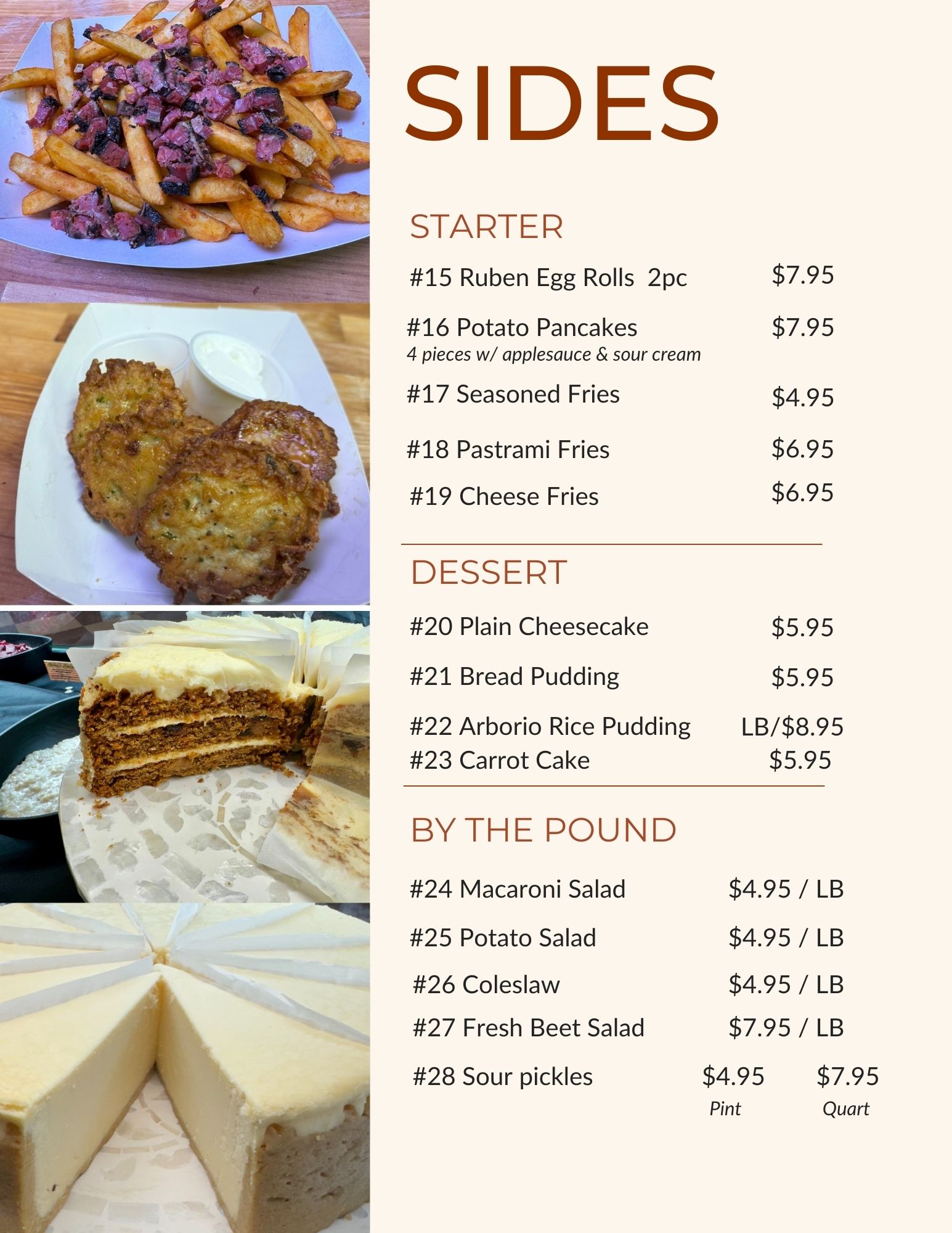 Erving's Brisket Delicatessen Menu