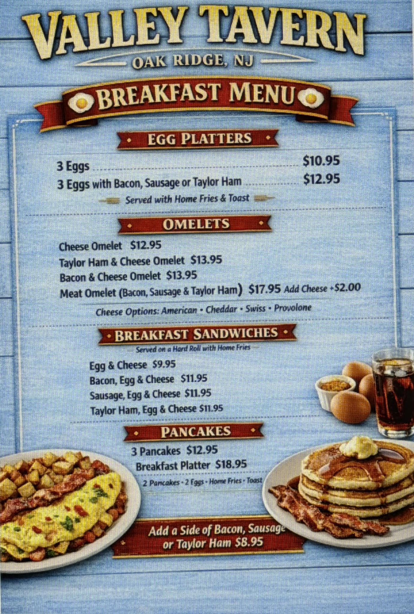 Valley Tavern Menu