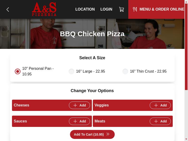 A & S Pizzeria Menu