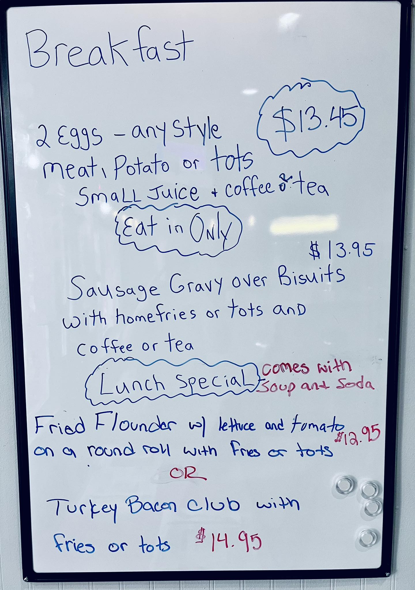 Palmyra Luncheonette Menu